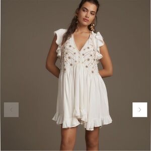 Anthropologie White Sequin Dress